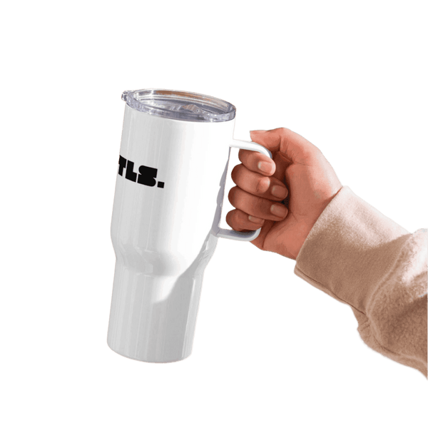 FNDMNTLS. Travel Mug with a handle.